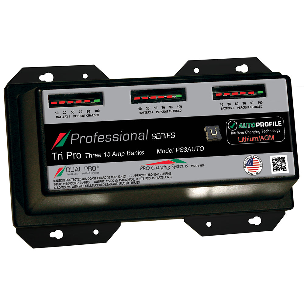 Dual Pro PS3 Auto 15A 3Bank LithiumAGM Battery Charger PS3AUTO