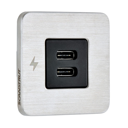 Scanstrut TILE USBC Interior Charging Socket  1224V  Stainless Steel Bezel SCTILE21