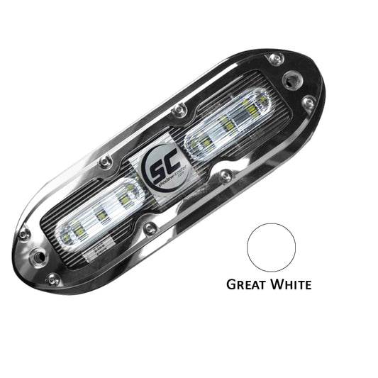 ShadowCaster SCM6 LED Underwater Light w20 Cable  316 SS Housing  Great White SCM6GW20