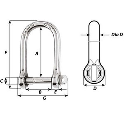 Wichard SelfLocking Large Shackle  Diameter 5mm  316 1262W