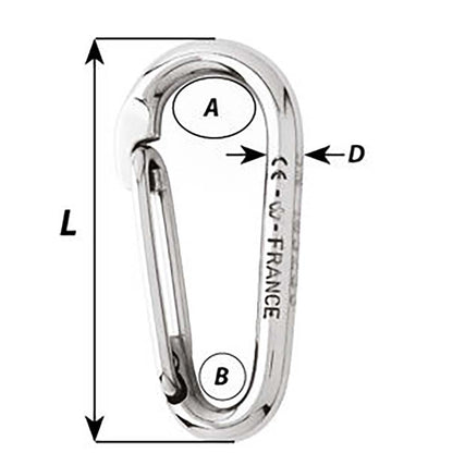 Wichard Symmetric Carbine Hook Without Eye  Length 80mm  516 2335W