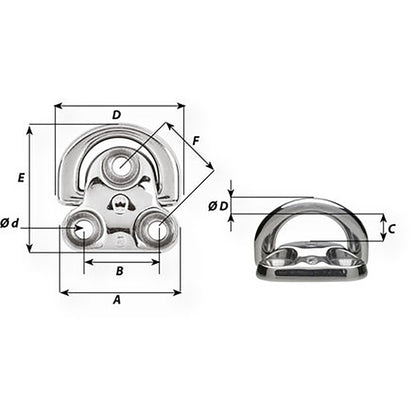 Wichard Folding Pad Eye  Diameter 516 6605W