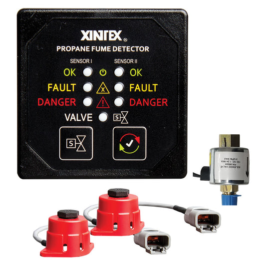 FireboyXintex Propane Fume Detector 2 Channel 2 Sensors Solenoid Valve  Control  20 Cable  24V DC  P2BS24R