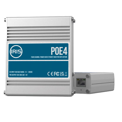 Iris Four Channel Uplink Power Over Ethernet Switch  IEEE8023af  3at Compliant  930VDC Input  48VDC Output POE4V2